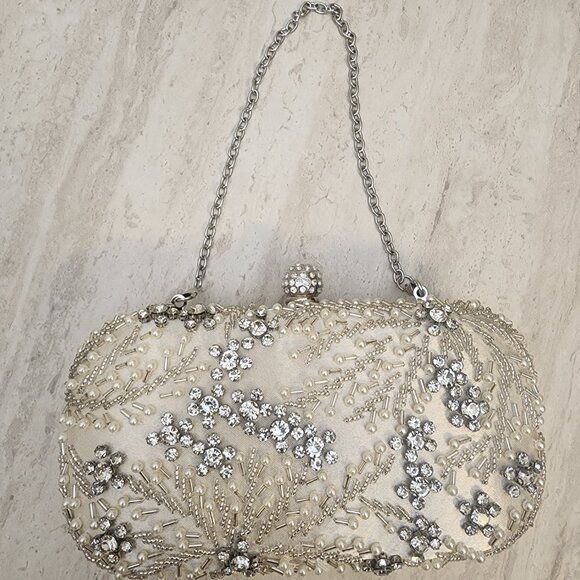 Womens Clutch Bag Pearl Clutch Purse Handbag Embroidery Evening Bag Bag Shoulder - Picture 7 of 8